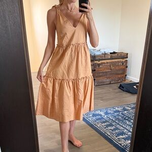 Petal & Pup Peach Tiered Tie-Shoulder Midi Dress